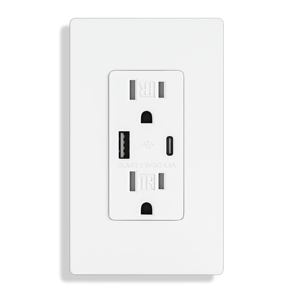 Enchufe de pared USB BRILLTECH 4,8 A/24 W 15 A con certificación UL, blanco, paquete de 1 paquete