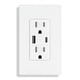 thumbnail image 1 of Enchufe de pared USB BRILLTECH 4,8 A/24 W 15 A con certificación UL, blanco, paquete de 1 paquete, 1 of 7