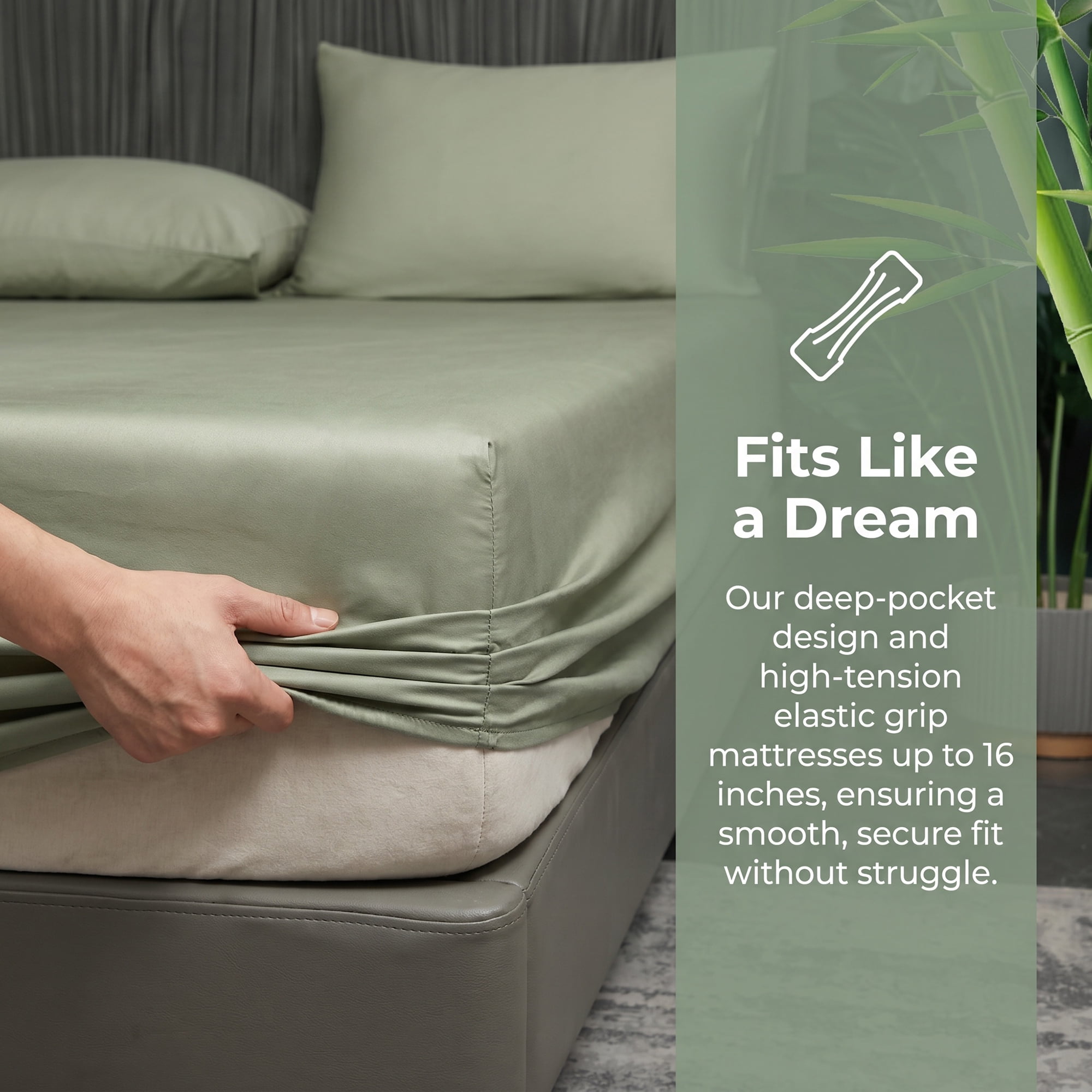 Unique Bargains Fitted Sheet Fiber Bed Sheets Breathable Soft and Comfortable 78.0"x79.9" Green
