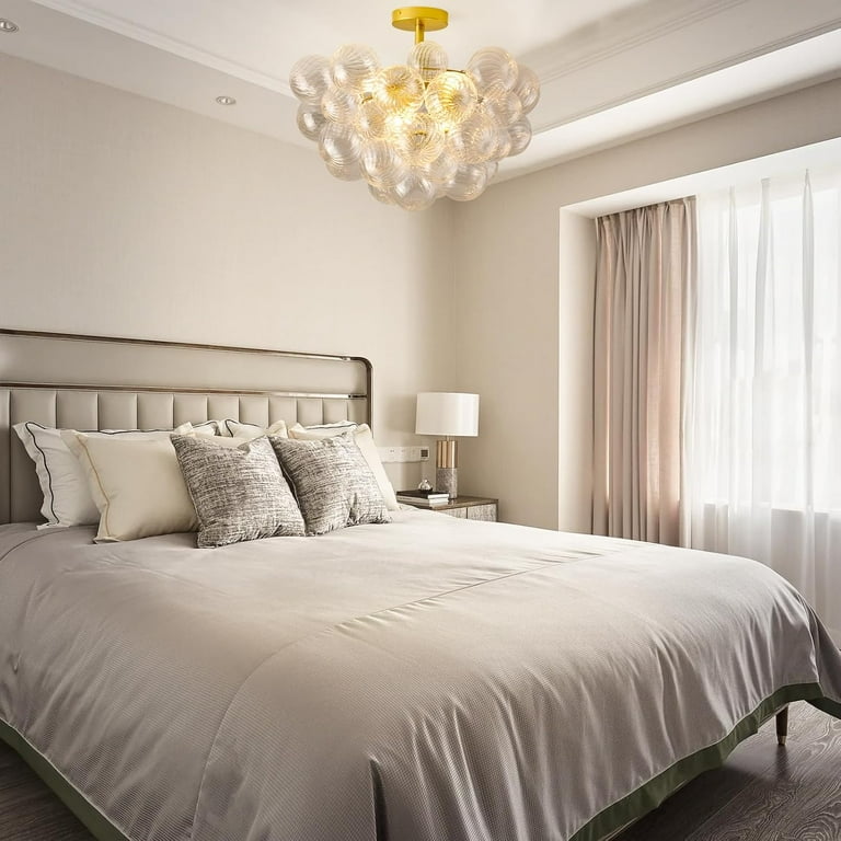 Modern Bubble Ball Chandelier Lighting Dia 20 Inch Gold Clear