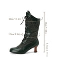 thumbnail image 5 of Vintage Winter Combat Boots for Women Leather Fleece Lined Lace up Kitten Heel Mid Calf Dress Booties, 5 of 7
