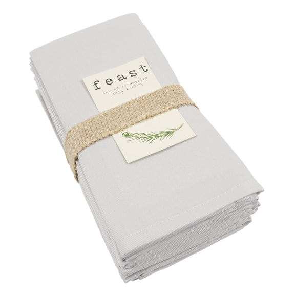 KAF Home Feast Set of 12 Oversized, Easy-Care, Napkins - 18" x 18" - Gray