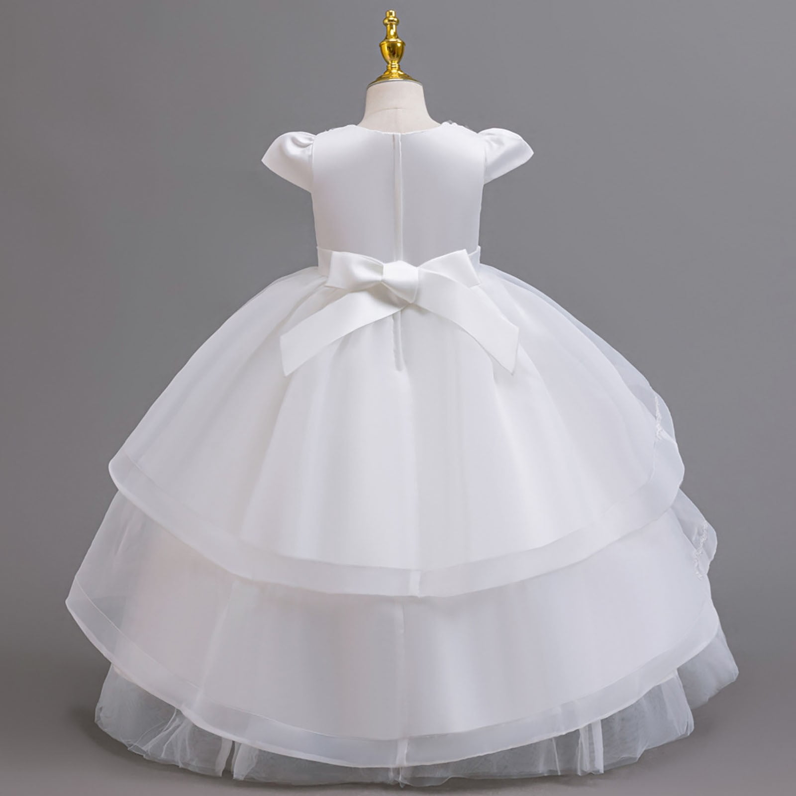 Girls' Dress with Sequins and Floral Embroidery Formal Party Dress Princess Puffy Dresses for Children Gown