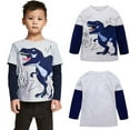 thumbnail image 2 of Toddler Baby Boys Outfit Set Long Sleeve Cartoon Dinosaur Print Tops T-Shirt Set, 2 Piece, Sizes 3-4 Years, 2 of 4