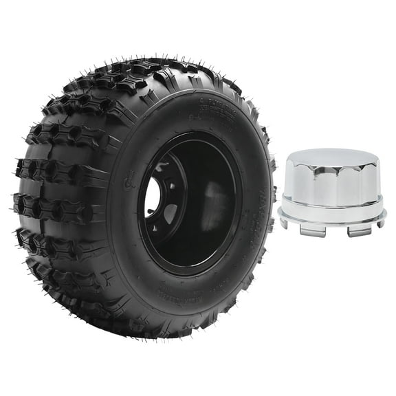 18x9.50-8 ATV UTV Sport Wheel and Tire 4PR 18x9.5x8 Tubeless Tire with Aluminum Wheel Rim 4 Bolt Patten 110mm Spacing for Quad Buggy Go Kart Lawn Mower Golf Cart Includes a dust cap