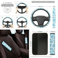 thumbnail image 4 of Yuyamidu 12 PCS Blue Cow Print Car Seat Covers Set Cute Steering Wheel Cover Seat Belt Pads Cup Coasters Chapstick Holder Key Chain Keychain Wristlet, 4 of 6