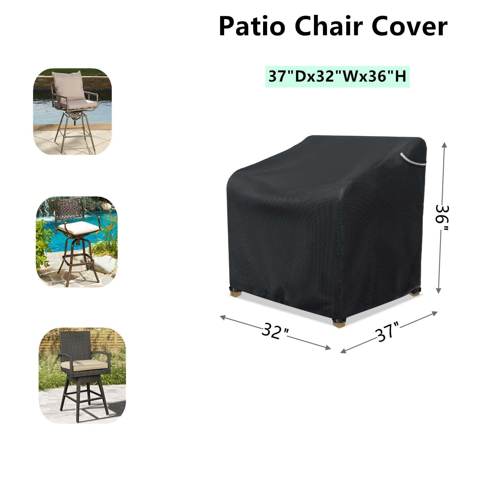 Limerenc Patio Outdoor Chair Covers 2 Pack, Outdoor Furniture Covers Waterproof Suitable for Lawn Lounge Seat, Wicker, Swivel, Rocking Chairs, 32"Dx37"Wx36"H