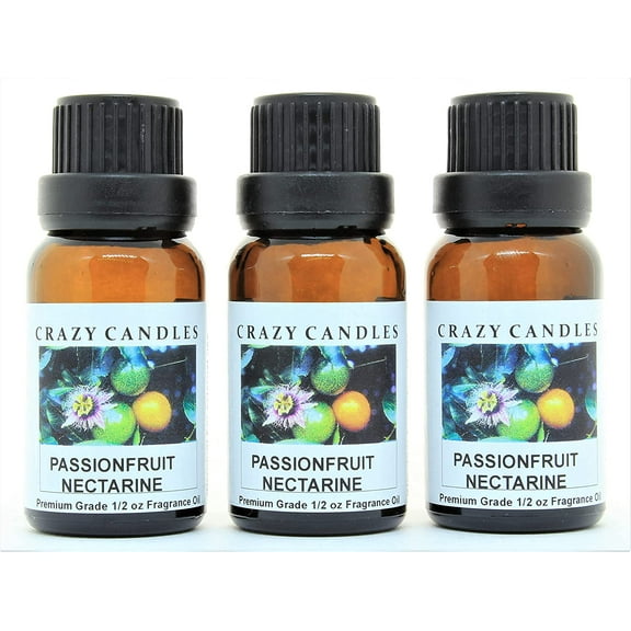 Crazy Candles Passionfruit Nectarine (Made in USA) 3 Bottles 1/2 FL Oz Each (15ml) Premium Grade Scented Fragrance Oil