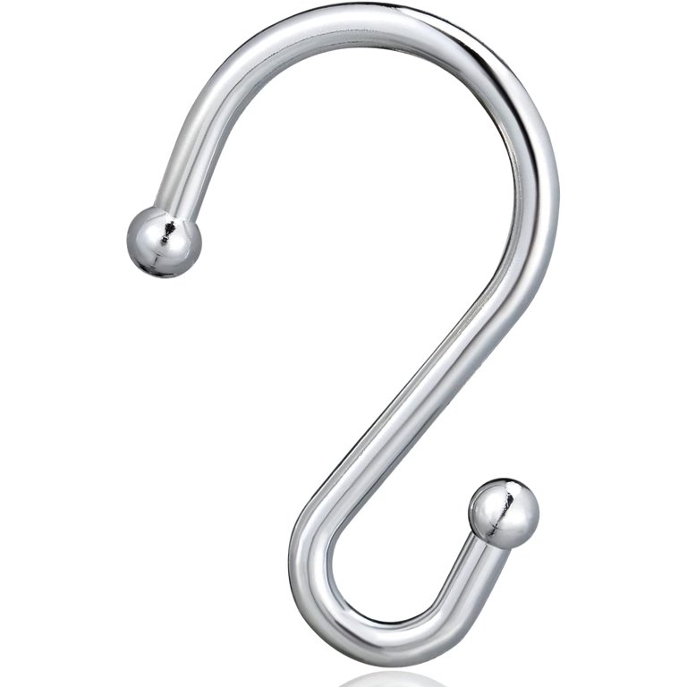 Silver Shower Curtain Hooks,Rust Proof Shower Curtain Rings for  Bathroom,Set of 12 Southwit Chrome S Shaped Decorative Shower Curtain Hooks  Hangers for Bathroom Curtains,Clothing, Towels, etc 