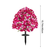 Taotanxi 15.7 Artificial Boxwood Topiary Ball with Flowers Plants with Ground Spikes for Outdoor UV Resistant Realistic Fake Bushes Plants for Garden Yard Front Porch Patio Decor (Pink)