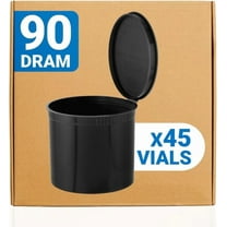 Loud Lock Pop Top Dram Bottles - Black - 90 Dram - 45 Per Case - 2.87" Deep X 3.16" Wide - Packaging Supplies - Pill Vials - Rx Vial