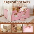 thumbnail image 3 of Mophoto Warm Pink Upholstered Toddler Bed with Padded Headboard Frame with Removable Guard Rails Kids Toddler Floor Standard Crib Size Bed for Girls and Boys(Mattress Not Included), 3 of 6