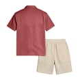 thumbnail image 6 of Men's Summer Beach Vacation Outfit Set, 2 Piece Short Sleeve Shirt & Shorts Matching Set, Casual Cruise Resort, 6 of 6