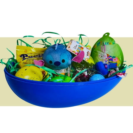 BOSS CLASS Happy Easter Basket w/ Stitch Plushie, Assorted Candies, Jumbo Egg, Party Favors