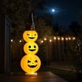 thumbnail image 6 of Halloween Stacked Pumpkin Light, LED Paper Pumpkin Lantern with Witch Hat for Front Porch Tabletop and Party Decor, 6 of 7