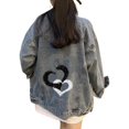 thumbnail image 1 of Gibobby chaquetass Deportivas para Mujer Chaqueta vaquera de manga larga con estampado navideño para mujer, ropa de abrigo elegante y moderna para otoño e invierno (Rojo, L), 1 of 5