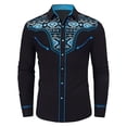 thumbnail image 4 of sususu Boys Western Shirts Long Sleeve Pearl Snap Button Down Cowboy Shirt Toddler Kids Retro Country Tops Outfit Black3 12-13 Years, 4 of 5