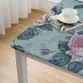 thumbnail image 4 of HAOXIT Floral Print Rectangle Tablecloth  Stain Resistant and Waterproof Wine Table Cover for Kitchen Dining Indoor Outdoor Buffet Tabletop Decoration (Light Green) 52*52, 4 of 7