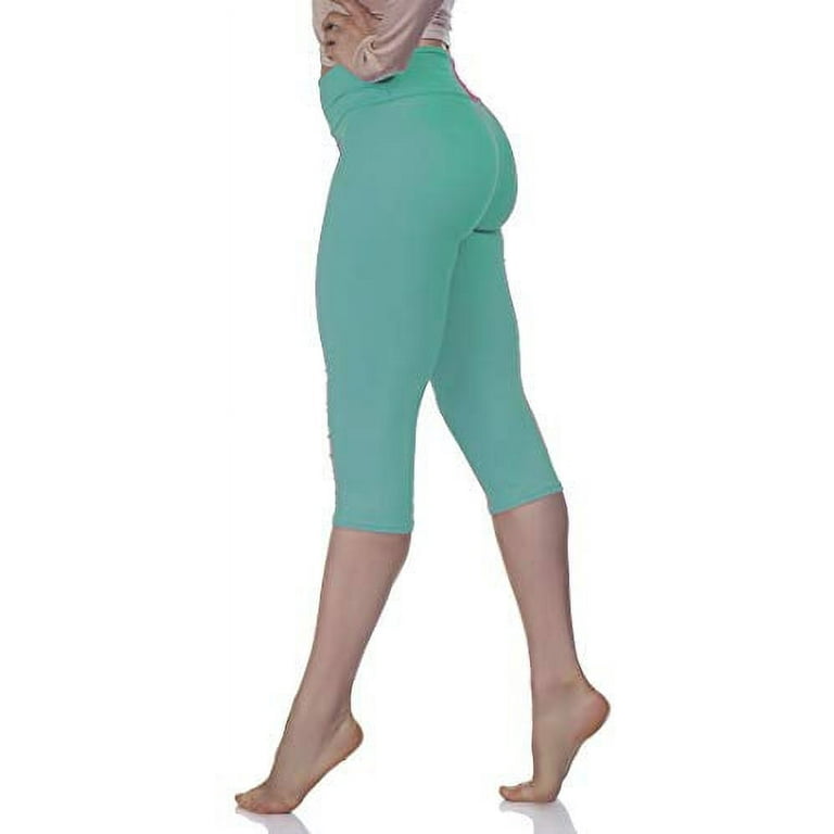 LMB Capri Leggings for Women Buttery Soft Polyester Fabric, Neon Orange, XL  - 3XL 