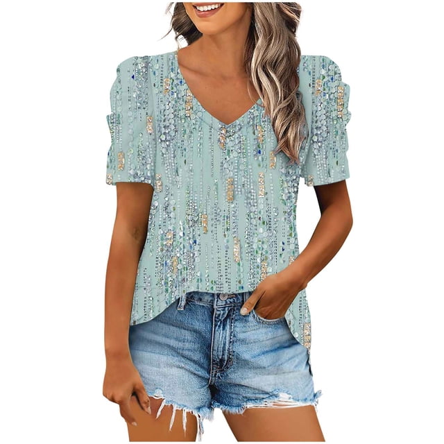 Birdeem Blouses pour Femmes Mode Décontractée Manches Courtes T-Shirt Ample Blouse Tops