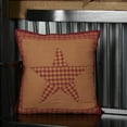 thumbnail image 3 of VHC Brands Ninepatch Star Primitive 16"x16" Pillow Red Patchwork Cotton Hand Quilted Square Bedroom Decor, 3 of 5