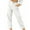 White, variant on Womens Casual Pants Cotton Linen Elastic Waist Pants All Match Jean Button Trouser with Pocket Wide Leg Straight Trouser