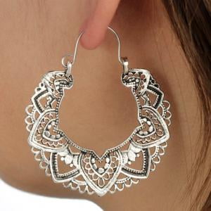 Fancyleo Indian Styles Tribal Brass Hoop EarringEnamel Vintage Boho Earrings Women