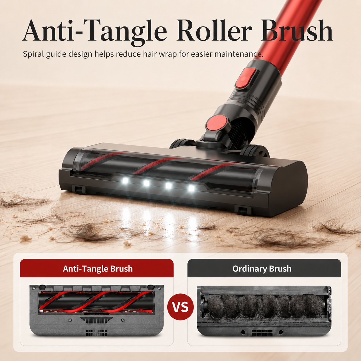 ANSFIL Cordless Stick Vacuum with 40KPA Suction, Red photo 4