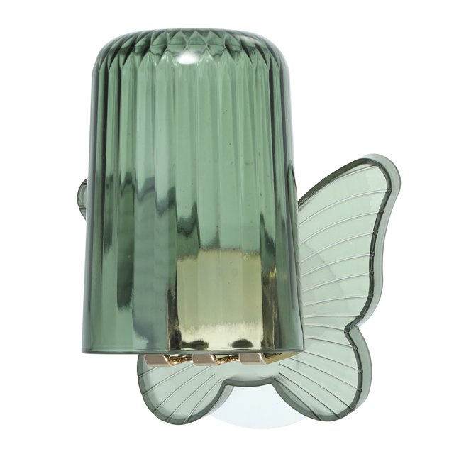 1 juego de soporte para cepillos de dientes montado en la pared, soporte para cepillos de dientes de pared para baños, lindo soporte para cepillos de dientes colgante con taza, verde, 4,33 "x 3,35"