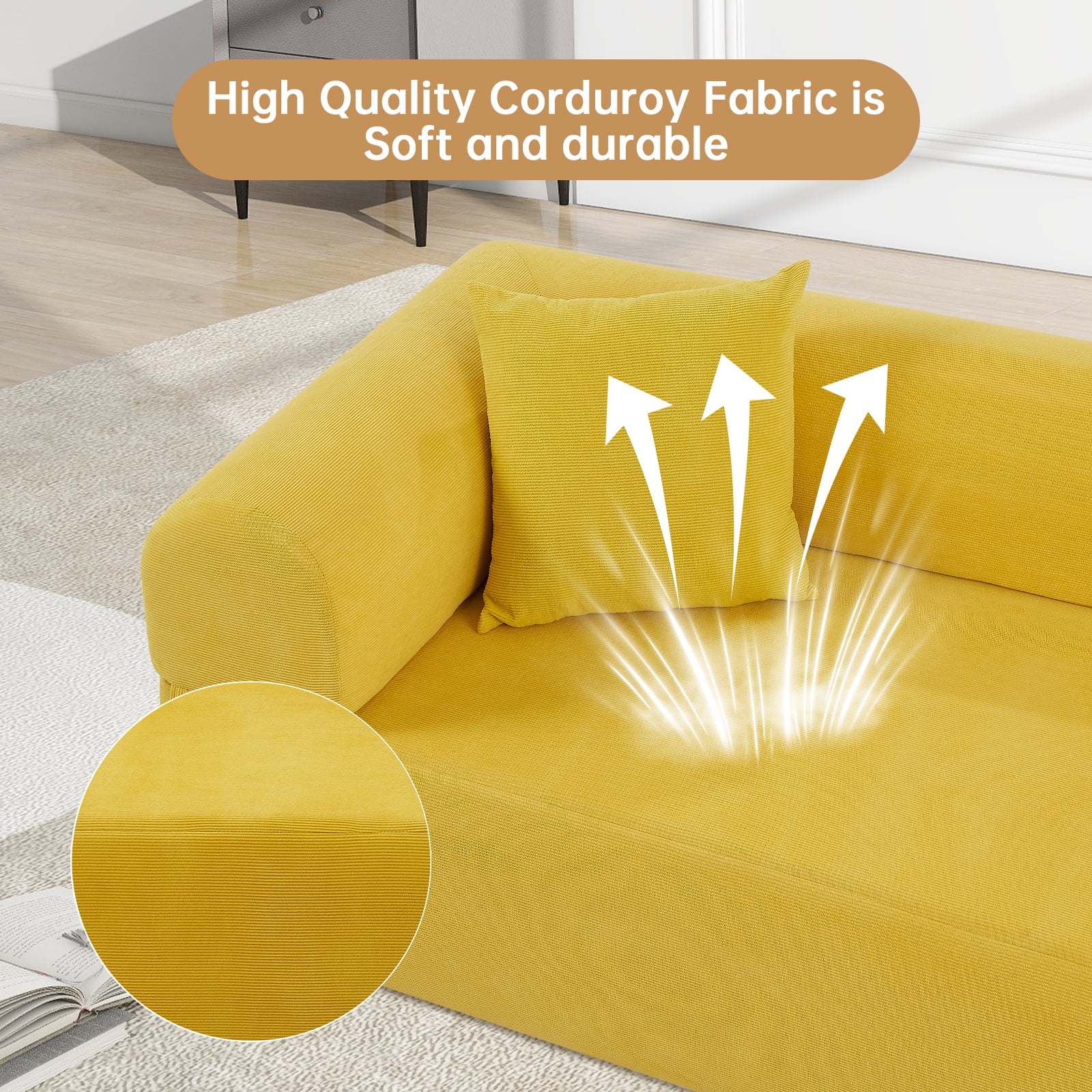 Floor Sofa Sofa-in-a-Box, No Installation & Easy to Transport Memory Foam With Individual Pocket Springs Seat