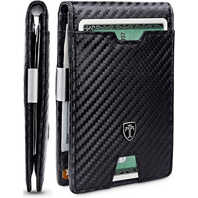 Men's Slim Wallet with Money Clip AUSTIN RFID Blocking Bi-Fold Credit Card Holder Men's with Gift Box
