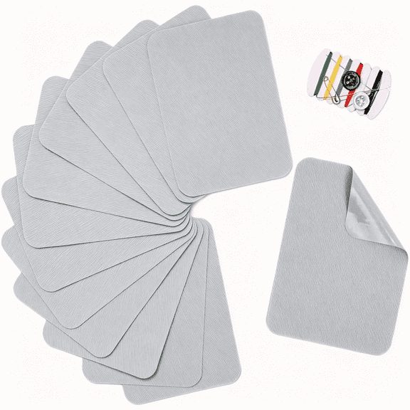 TUWAFE 12Pcs Iron-On Repair Patch, Cotton Repair Patch for Clothes Pants Mending and Decorating Size 3" by 4-1/4" Bulk Iron on Patches, Light Grey