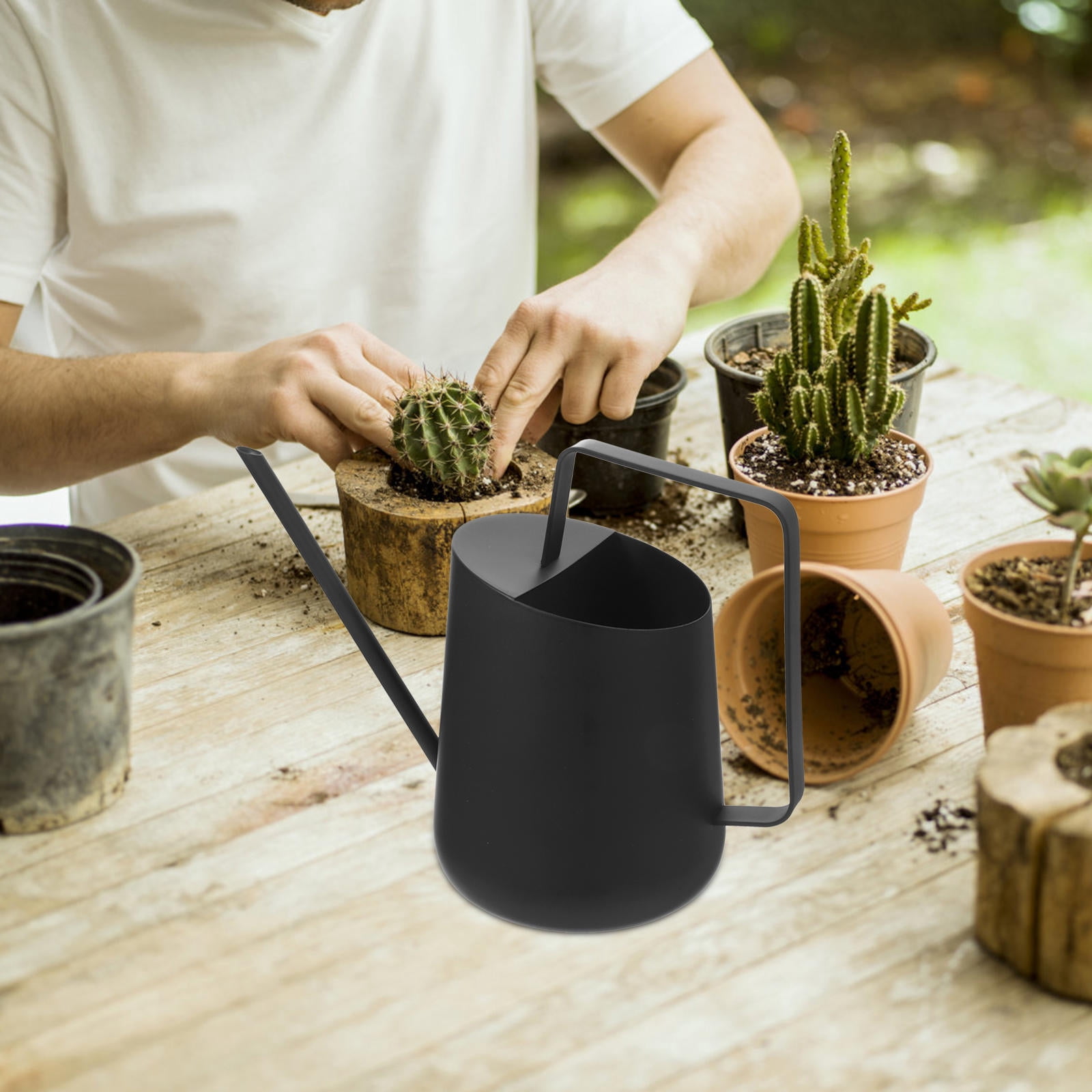 ROMANSENTIAL Durable Plated Silver Gardening Watering Kettle for Plants with Easy Grip Handle