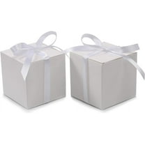 COTOPHER 100pcs Small Gift Boxes, Favor Boxes 2x2x2 inches Paper Gift Boxes with Ribbons Candy Box for Wedding Favors Baby Shower Bridal Shower Birthday Party (White)