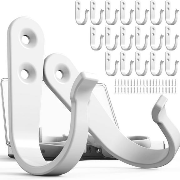 Hook for Hanging - 20 Hook for Hanging, Wall Hooks for Coats, Heavy Duty Single Prong Wall Hooks with 40 Pieces Screws (White)