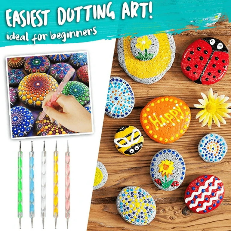 Hakkin 34PCS Mandala Dotting Tools Painting Kit,Rock Dot Paint Stencils  Tool Set Art Craft Supplies Gift Kit