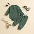 thumbnail image 2 of NIEWTR Toddler Baby Boy Clothes Crewneck Sweatshirt Long Sleeve Letter Print Shirt with Pants Cute Fall Winter Outfits (6-12 Months,Green), 2 of 5