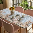thumbnail image 3 of Spring Easter Table Cloths for 6 Foot Rectangle Tables, Cute Rabbits Flower Leaves Butterfly Blue Plaid Patio Waterproof Elastic Fitted Tablecloths, Washable Rectangular Table Cover for Camping, 3 of 8