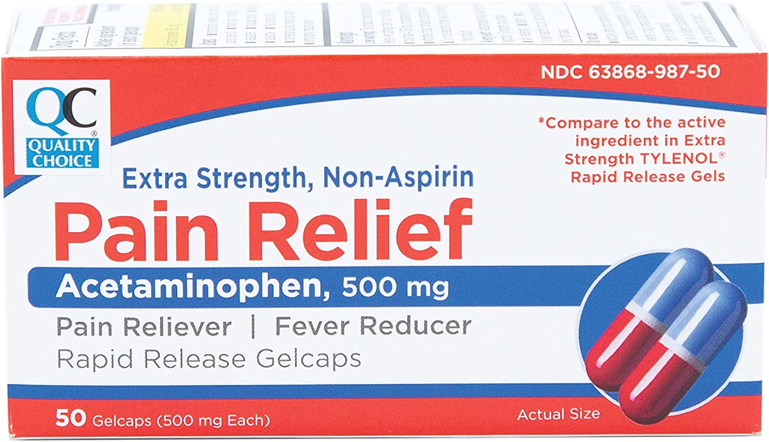 Acetaminophen 500 Mg X/s Rapid Release Gelcaps 50 ct