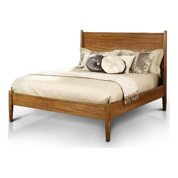 FOA Belkor Solid Wood Full Platform Bed with 8" Memory Foam Mattress in Oak