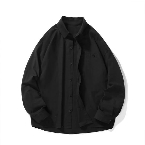 Mens Plus Size Button-Down Shirts Big & Tall M-5XL Long Sleeve Collar Tshirts Shirt with Pocket Casual Solid Lightweight Office Work Tops