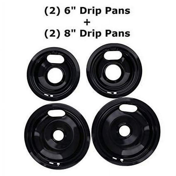 Kitchen Basics 101 Made in the USA Porcelain Drip Pan Set Replacement for Whirlpool Amana Maytag W10288051 : 2 ea 6” 93169204b and 8" 93169205b, AP4507828,1874987, 4396070, 4396072, AH2377787