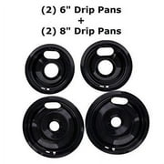 Kitchen Basics 101 Made in the USA Porcelain Drip Pan Set Replacement for Whirlpool Amana Maytag W10288051 : 2 ea 6 93169204b and 8" 93169205b, AP4507828,1874987, 4396070, 4396072, AH2377787