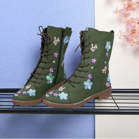 

Women s Ladies Fashion Casual Square Long Ankle Boots Slip On Shoes