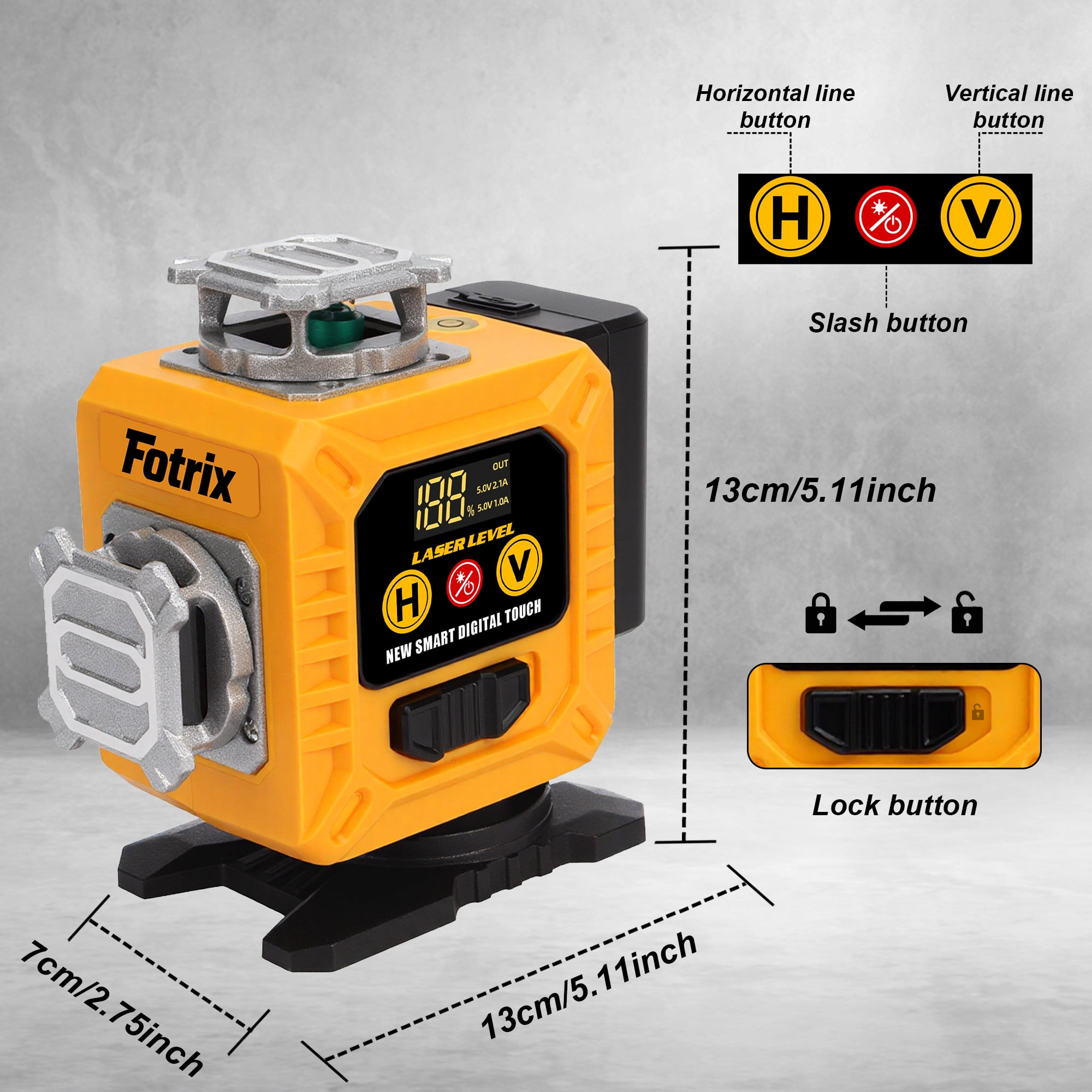 Fotrix Professional grade 16-wire 4D green laser level, 4 x 360° Multi-Color Laser Coverage, Self-Leveling & High Accuracy, Smart Touch Control & Adjustable Projection, Rugged Shock-Resistant Design