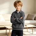 thumbnail image 7 of akafmk Kids Quarter Zip Pullover Sweatshirts Boys Waffle Knit Long Sleeve Shirts Collared Loose Casual Tops Fall Winter Clothes, 3-14Y, 7 of 7
