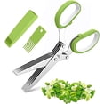 thumbnail image 1 of Juego de tijeras: tijeras de cocina multifuncionales con 5 hojas de acero inoxidable, 1 peine de limpieza y 1 cortador inteligente SAFE (verde) ER, 1 of 5
