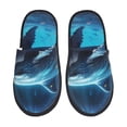 thumbnail image 1 of Fotbe Colorful Ocean Whale Pantuflas Peludas para Mujer con Estampado, Zapatillas de Peluche, Zapatos de Invierno para Casa, Uso Interior y Exterior-Medium, 1 of 8