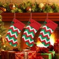 thumbnail image 2 of yulier Christmas Stockings, Knitted Xmas Stocking for Fireplace, Christmas Decorations Xmas Holiday Party Gifts, Reindeer Snowflakes Stripes Christmas Stockings, 15.35" x 9", 2 of 6