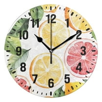 Yayeee 10" Wall Clock Battery Operated Quartz Round Silent Non-Ticking Home Decor,Grapefruit Slices